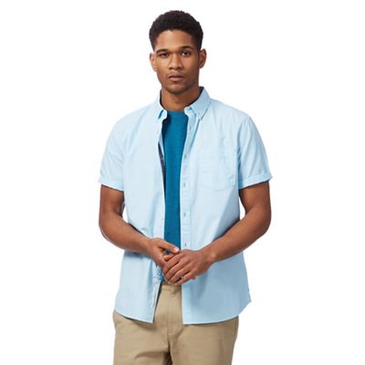 Big and tall turquoise button down short sleeve shirt